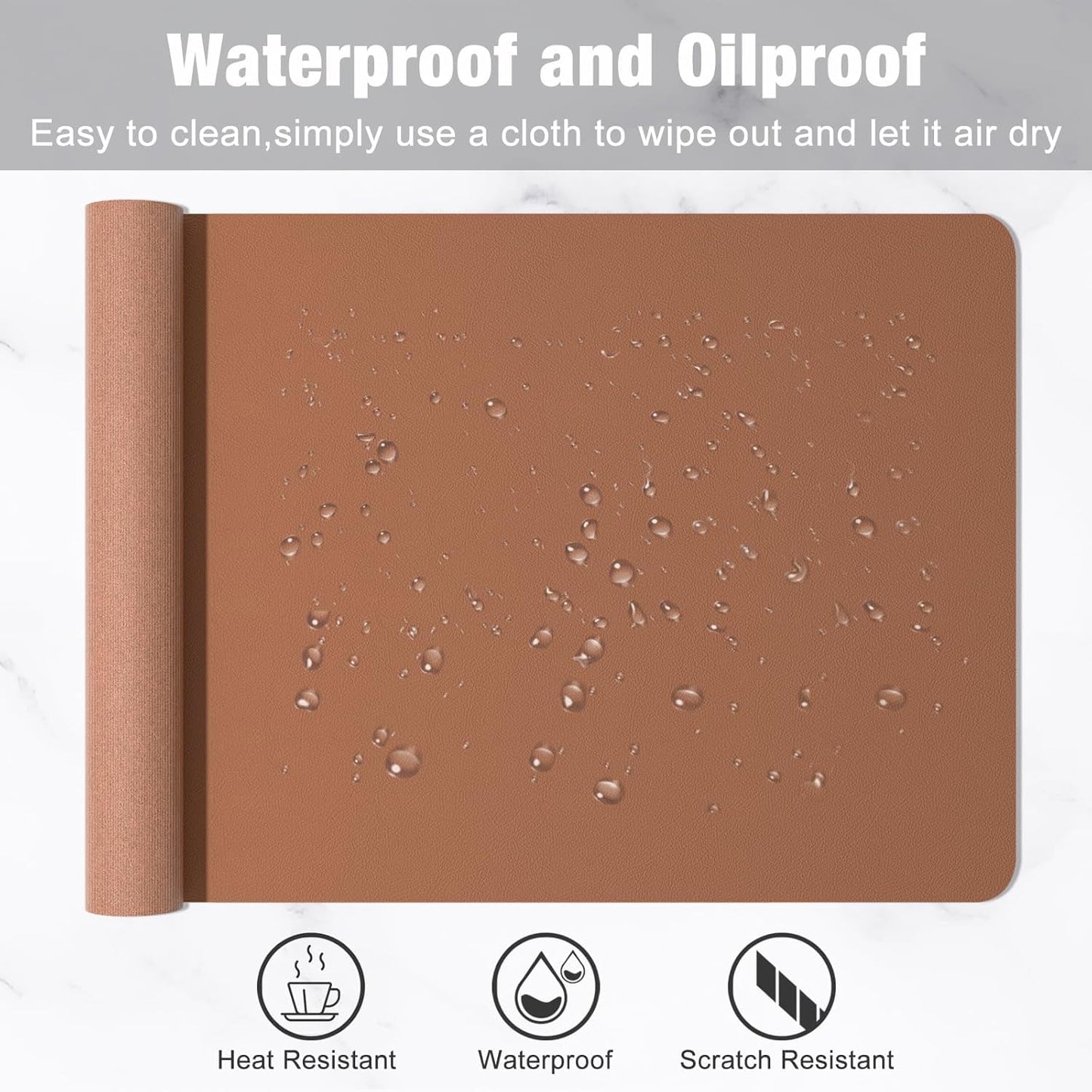 TIERNO Desk Pad, PU Leather Desk Mat, Extended Mouse Pad, Waterproof Desk Blotter Protector, Ultra Thin Large Laptop Keyboard Mat, Non-Slip Desk Writing Pad for Office Home