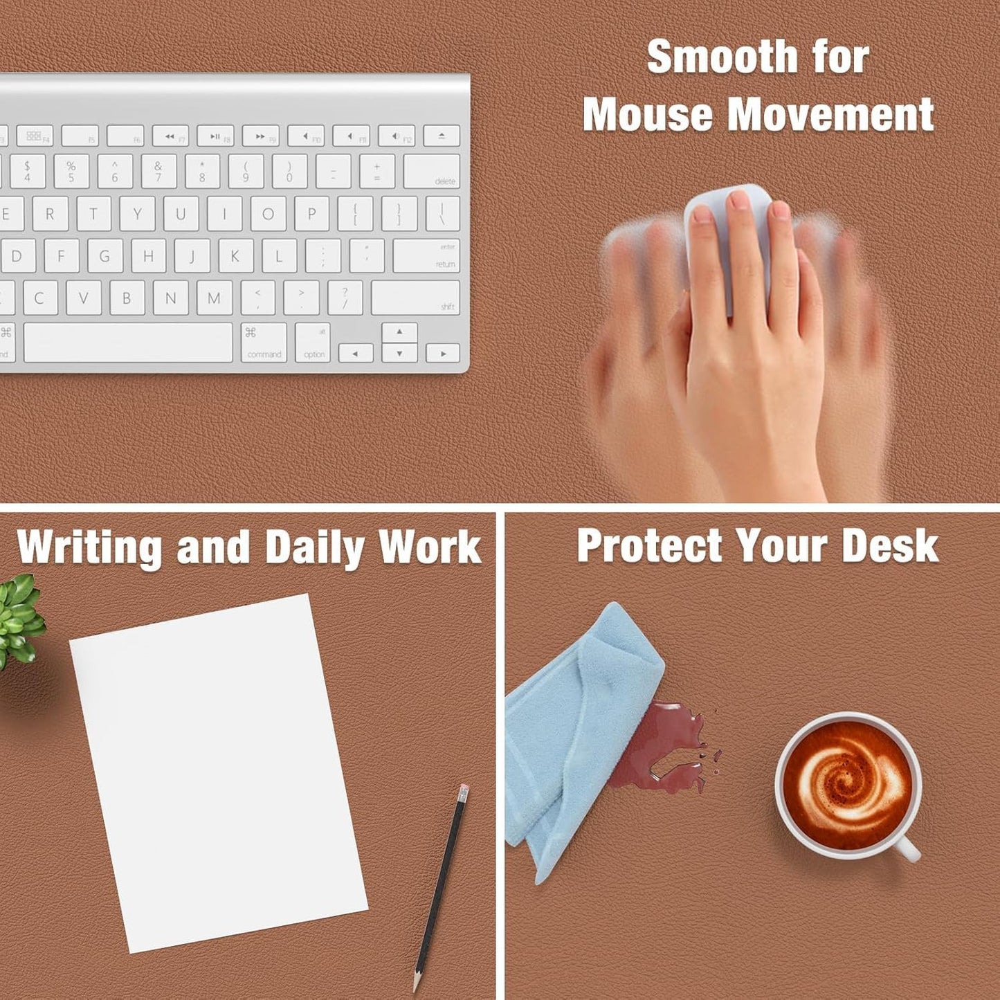 TIERNO Desk Pad, PU Leather Desk Mat, Extended Mouse Pad, Waterproof Desk Blotter Protector, Ultra Thin Large Laptop Keyboard Mat, Non-Slip Desk Writing Pad for Office Home